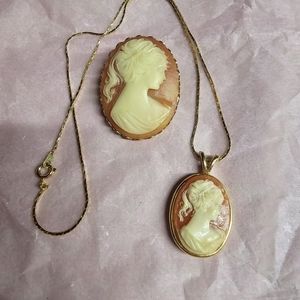 Cameo Necklace & Pin Set